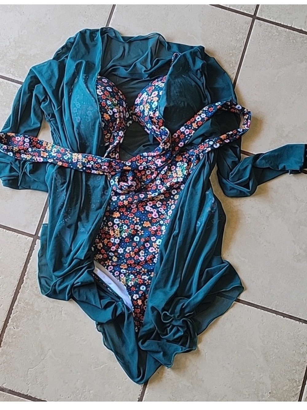 Maternity pregnancy high waisted swimsuit bathingsuit w/ cover up strappy bikini